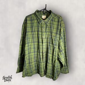 Blue Mountains Men's Plaid Shirt Size 4XL Long Sleeve Cotton Casual Green M02